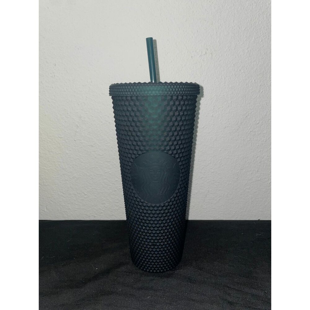 Starbucks Dark Green Studded Cold Cup Tumbler 24 oz Venti with Straw